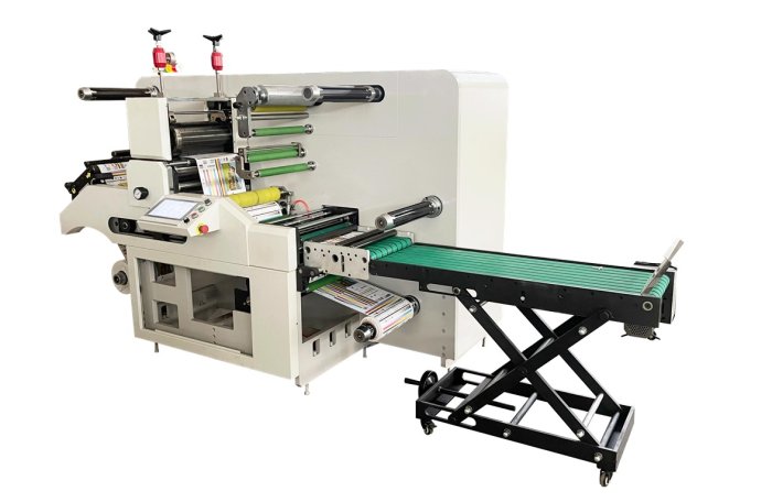 Полуавтоматическая ротационная машина для высечки с функцией продольной резки и перемотки HMQ-350JA